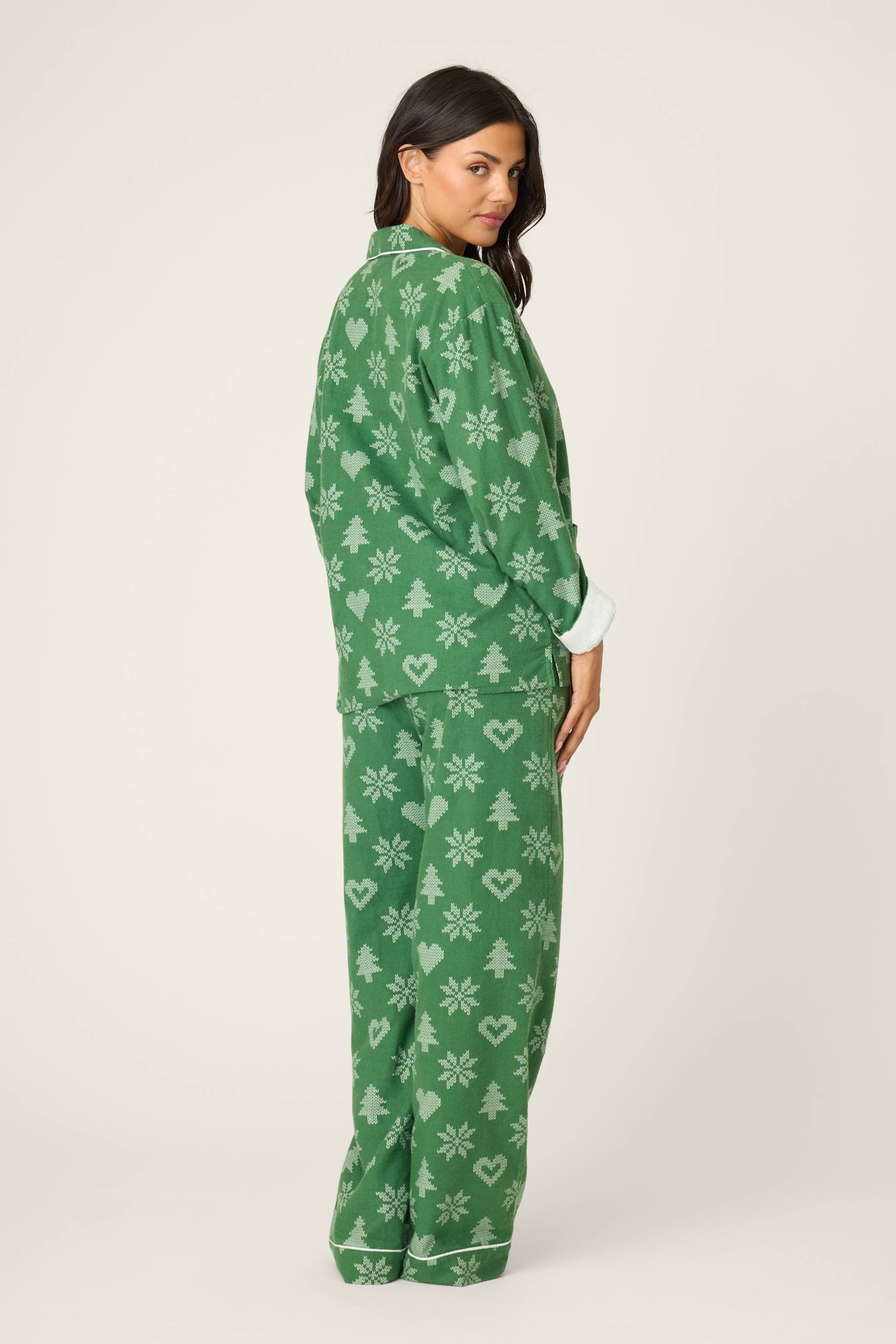 4-Piece Tree & Heart Print Flannel Gift Set