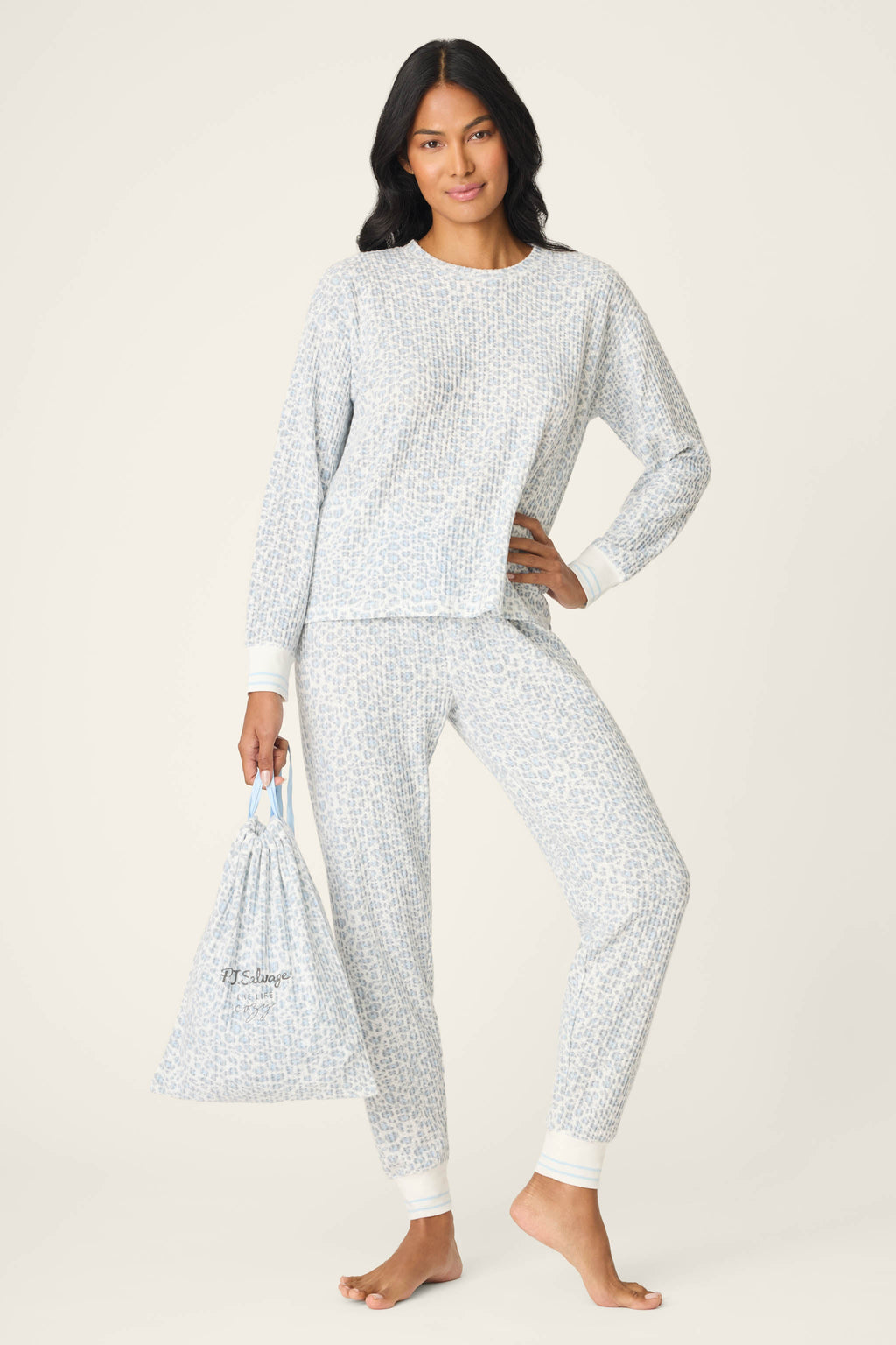 3-Piece Leopard Print Thermal Velour PJ Set