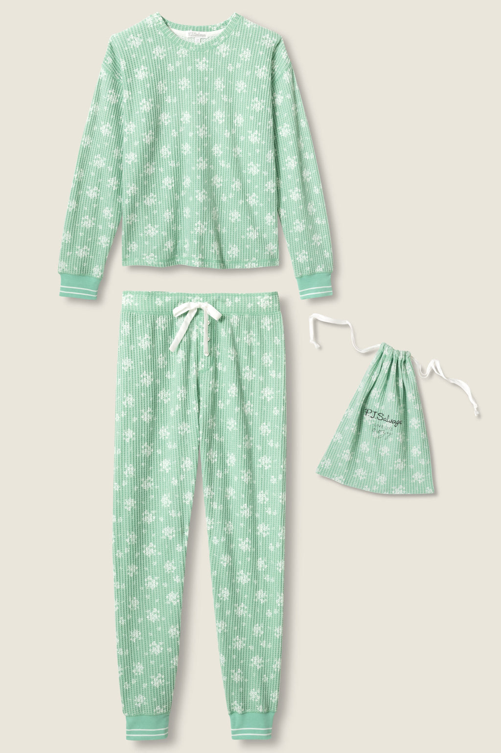 3-Piece Snowflake Print Thermal Velour PJ Set